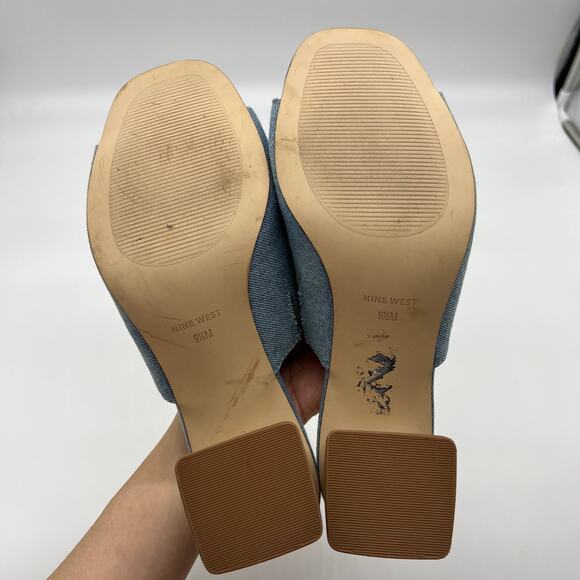 Nine West Women's Shoes Wylow Open Toe Size 9.5 Denim Blue - Picture 8 of 13